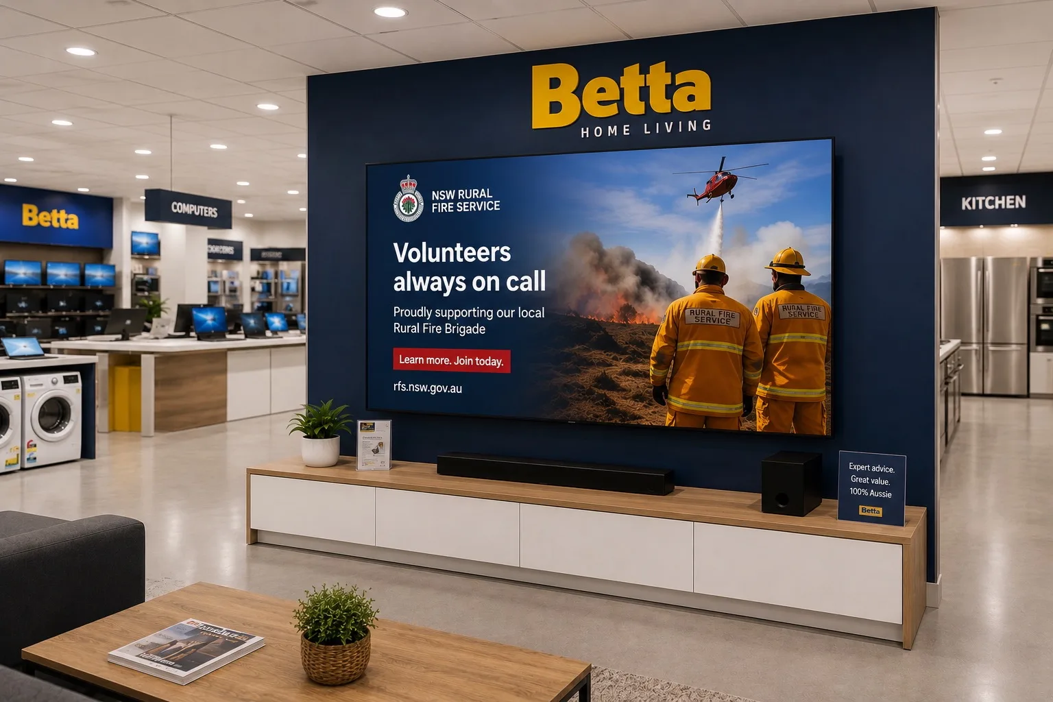 In-store retail media display at a Betta Home Living store