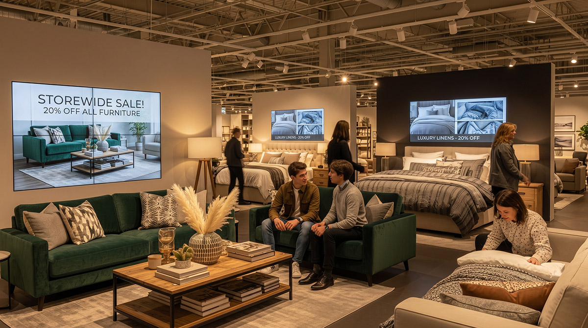 Furniture retail media screens