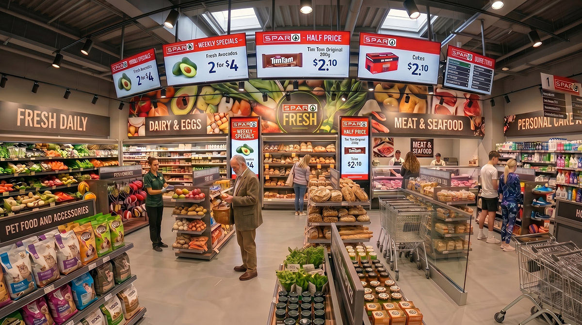 Grocery supermarket retail media screens