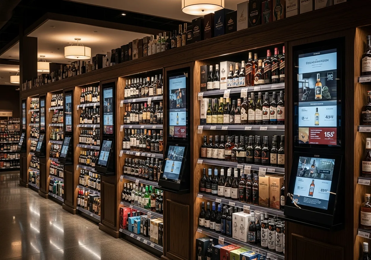 Liquor store retail media screens